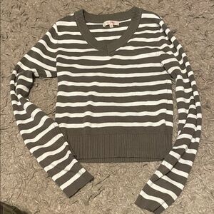 Stella Tweed Gray and White Striped Long Sleeve Top
